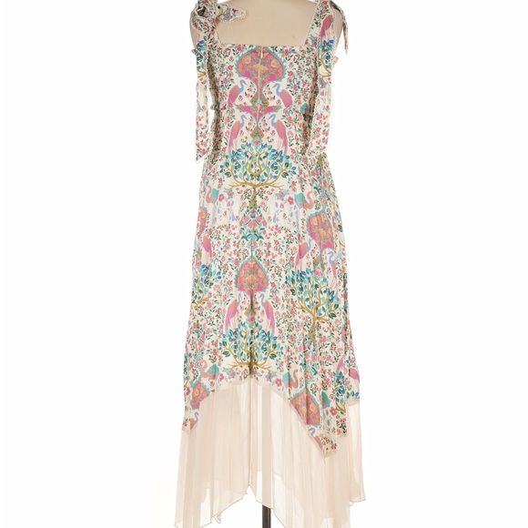 SANDRO Irena pleated maxi handkerchief hem dress medium - Picture 4 of 6